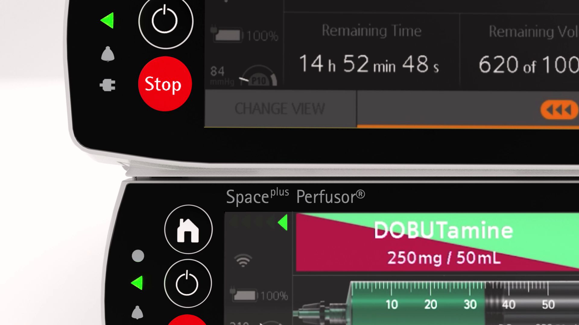 et bilde av det digitale grensesnittet til B. Brauns nye, smarte infusjonssystem, Space Plus.